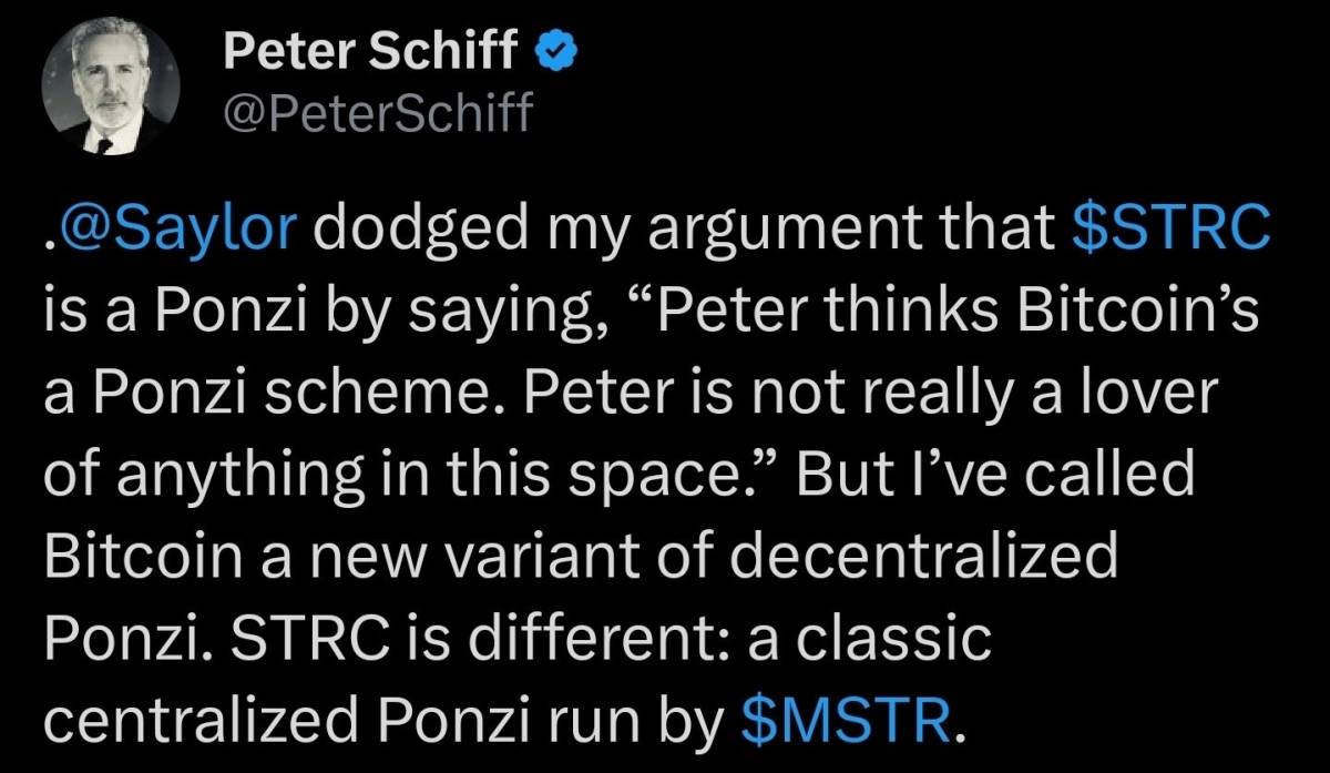 ๐ฃ Peter Schiff said Michael Saylor dodged his point by calling him a Bitcoin hater
Schiff replied...