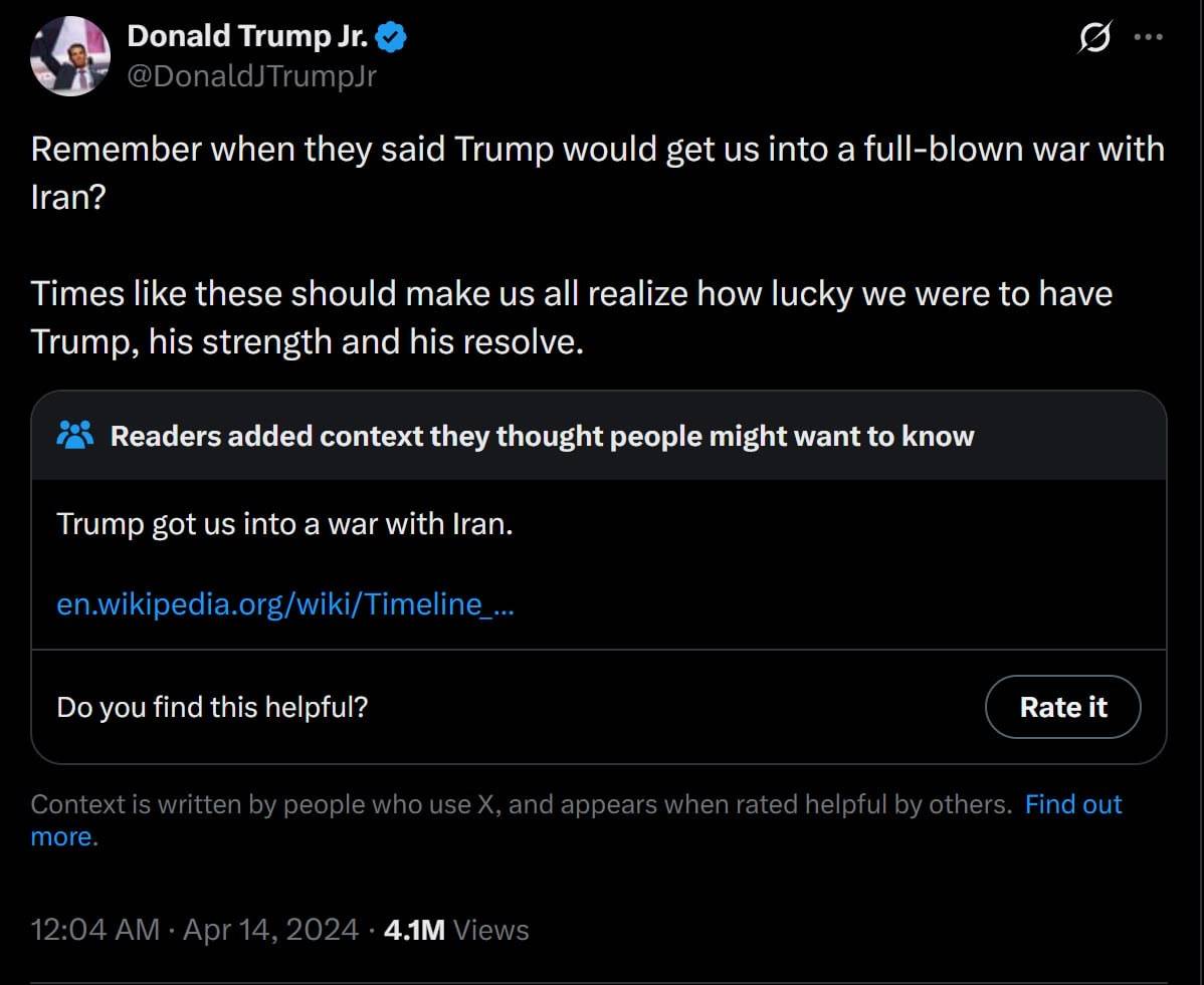 Even Trump’s son doubted his father would start a war with Iran.