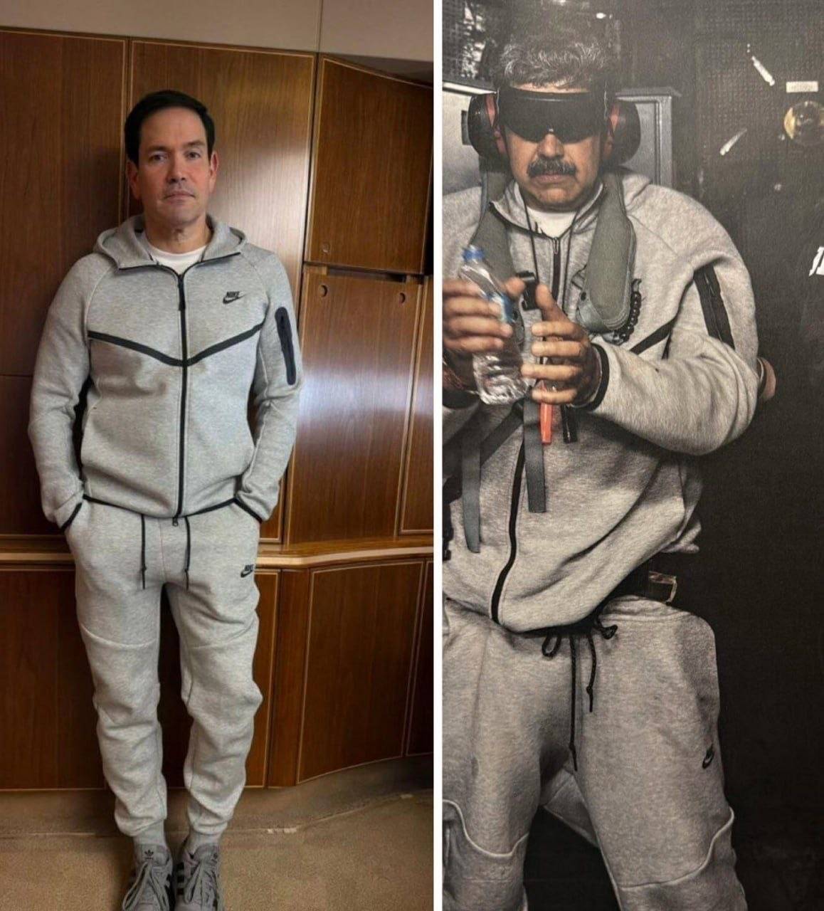 US Secretary of State Marco Rubio traveled to China wearing the same suit as Maduro when he was capt...