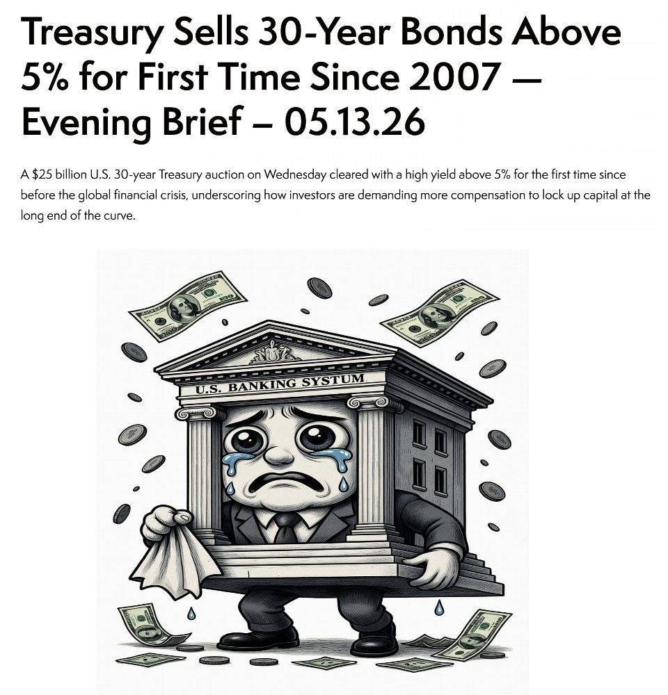 The US sold 30-year bonds with yields above 5% for the first time since the global financial crisis...