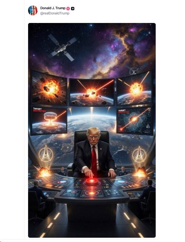 Trump posted a photo of himself with a "red" button.
