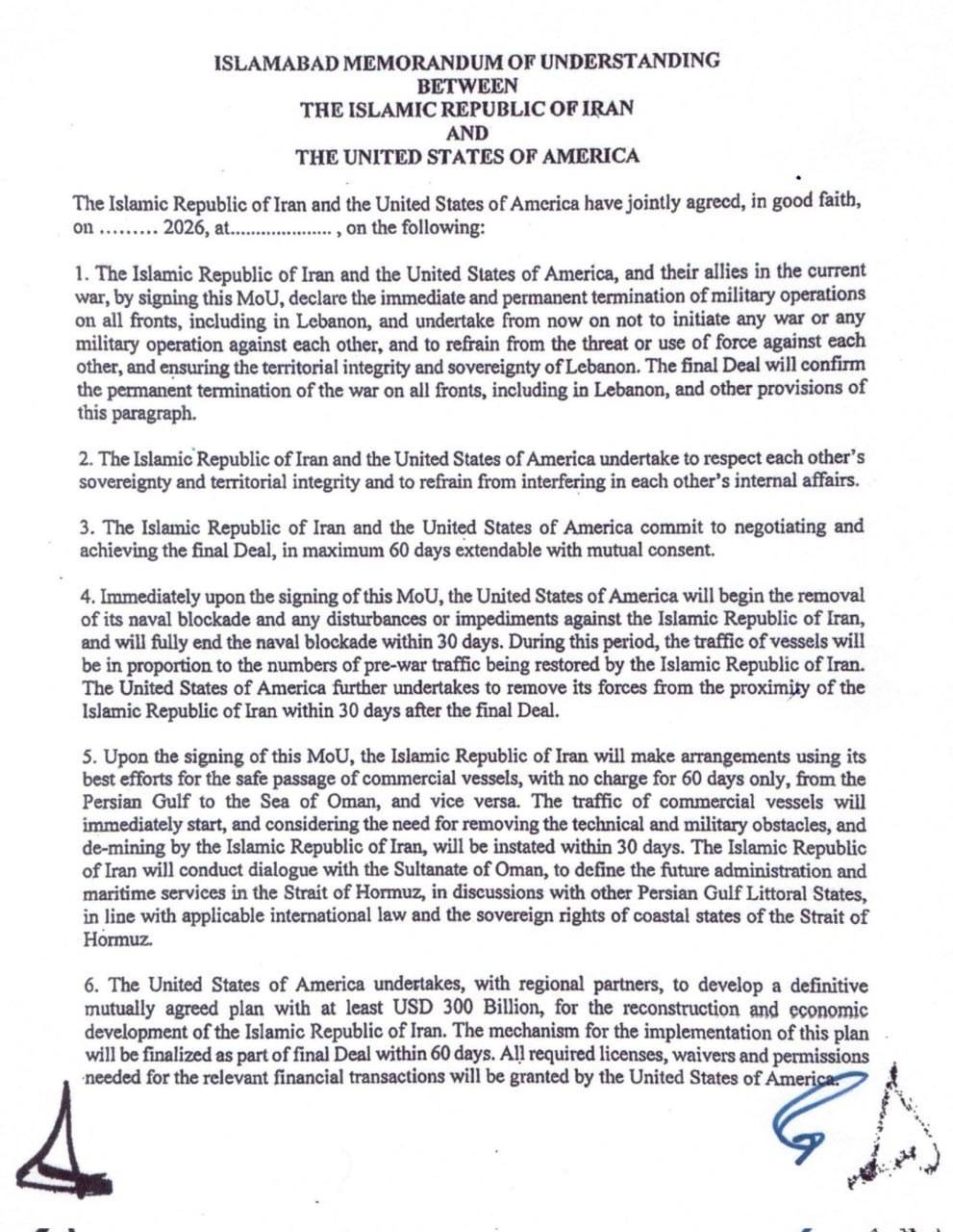 ⚡️ JUST IN: Iranian President Pezeshkian publishes the Islamabad MoU, calling it a “historical docu...