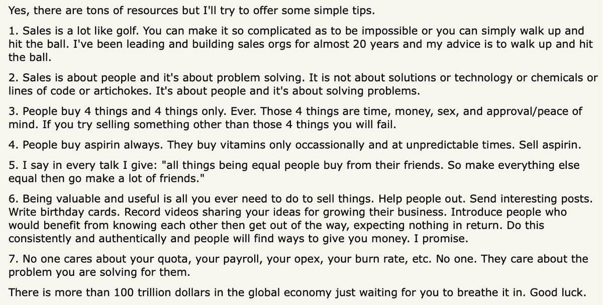 The single best one-pager on how to sell