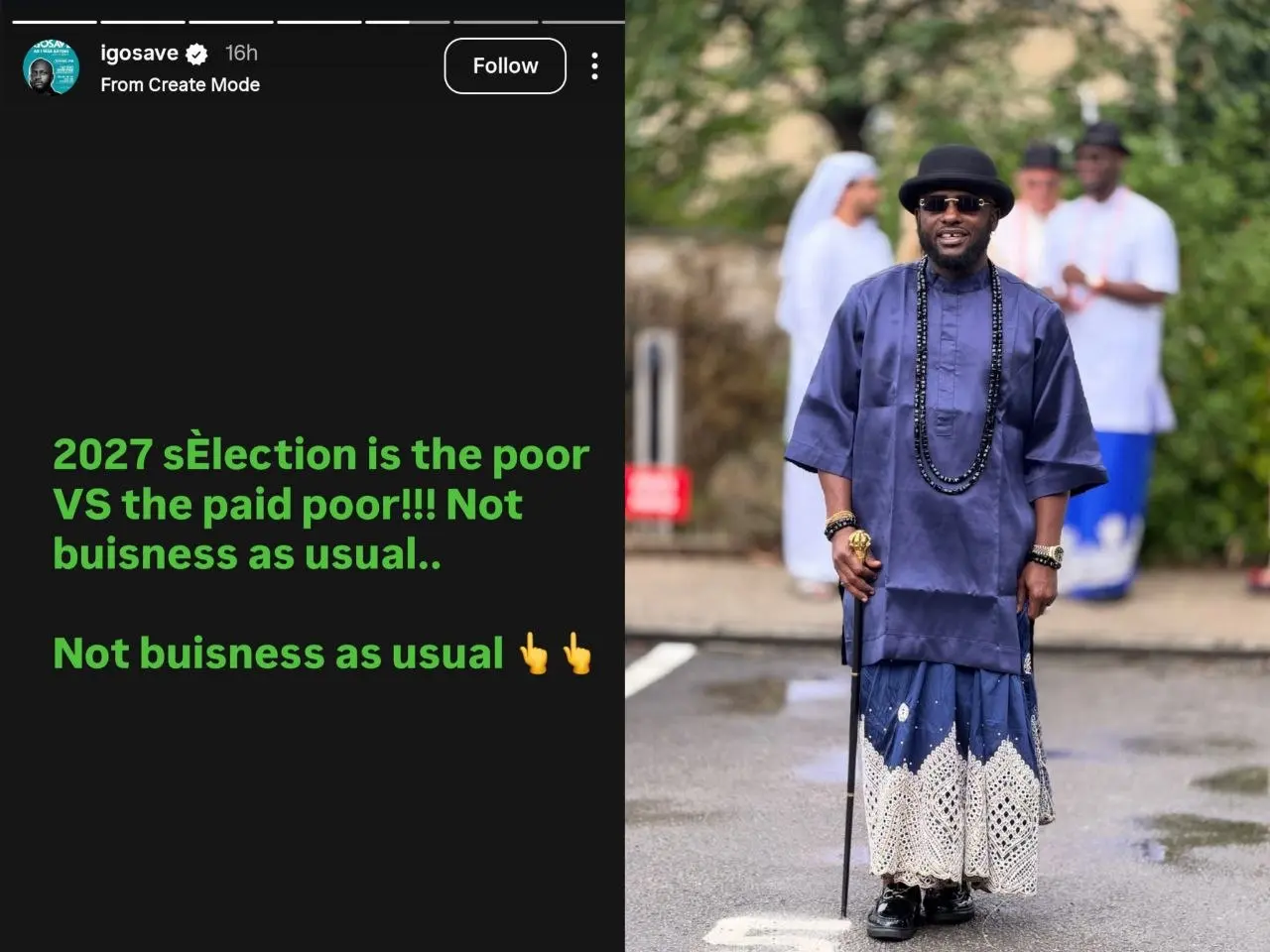 "2027 election is between the poor and the paid poor"
—Comedian IGoSave
#LekeeLekee #Trending #Vir...