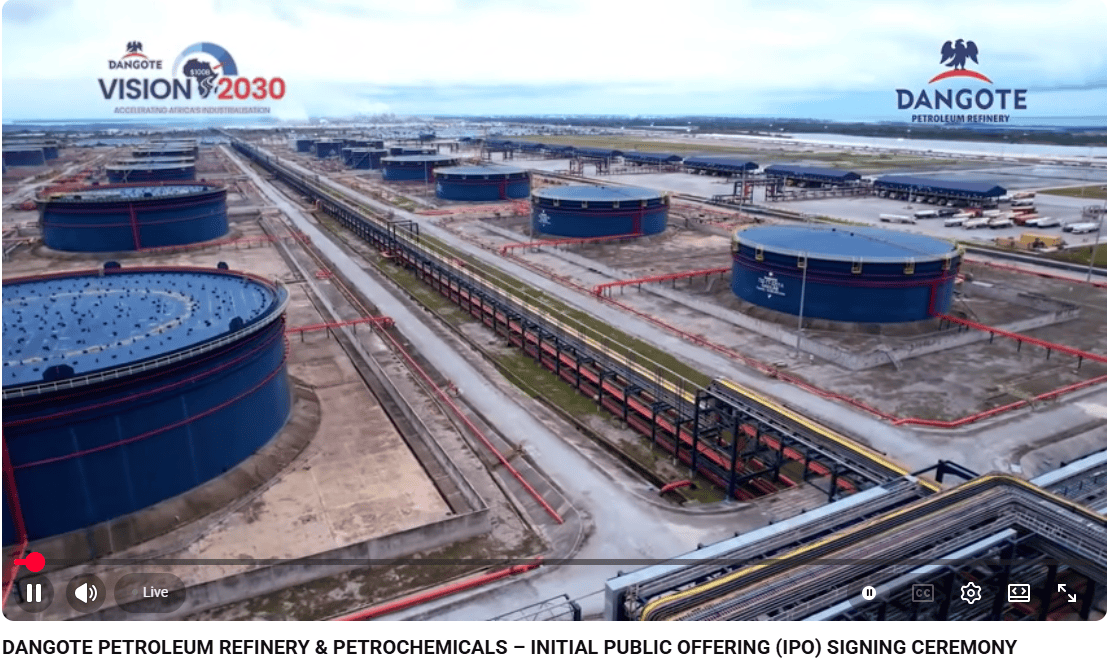 The Dangote Refinery IPO is live right now.