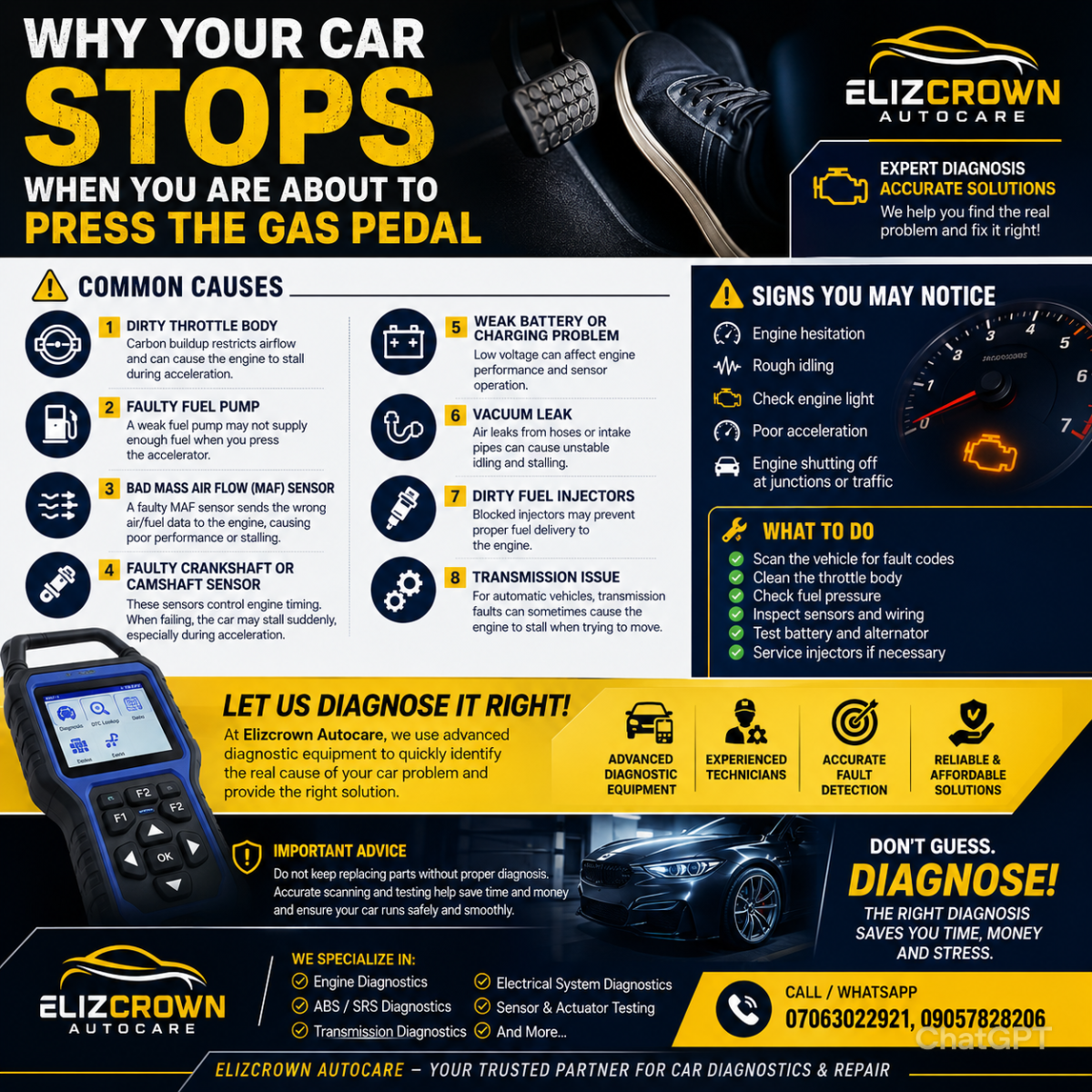 Why Your Car Stops When You Are About to Press the Gas Pedal
If your car stalls, hesitates, or goes...