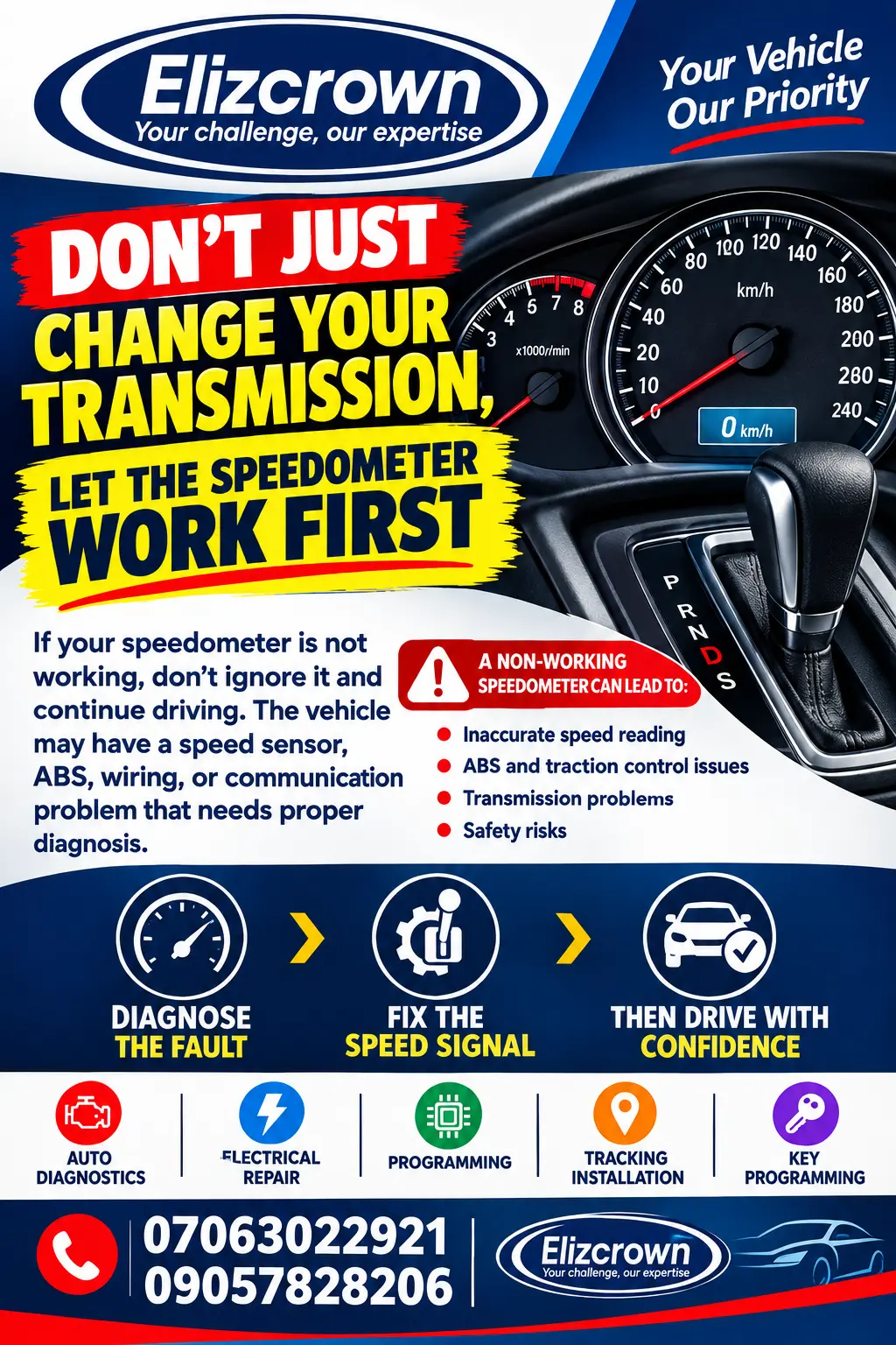 If your speedometer is not working, don’t ignore it and continue driving. The vehicle may have a spe...