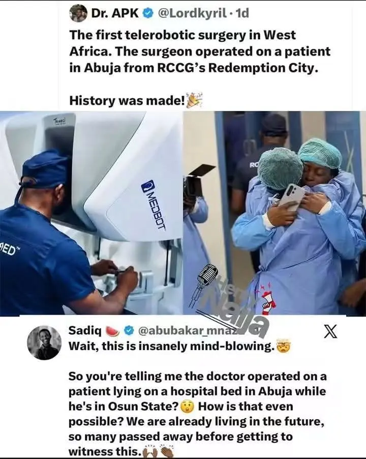 Nigeria has created history.
First telerobotic surgery was successfully carried out in Nigeria.
Th...