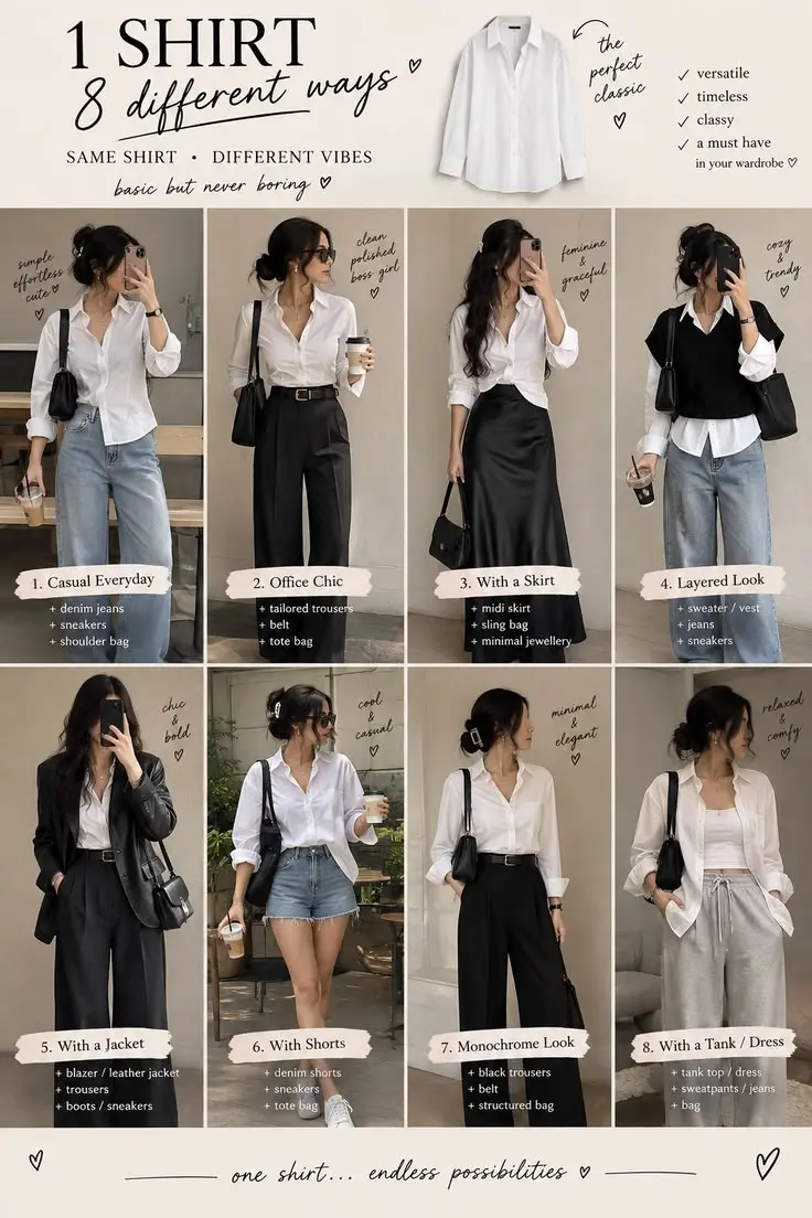 Happy Sunday, Lovelies❤️
You can style that white shirt in different ways. Don't always be plain ....