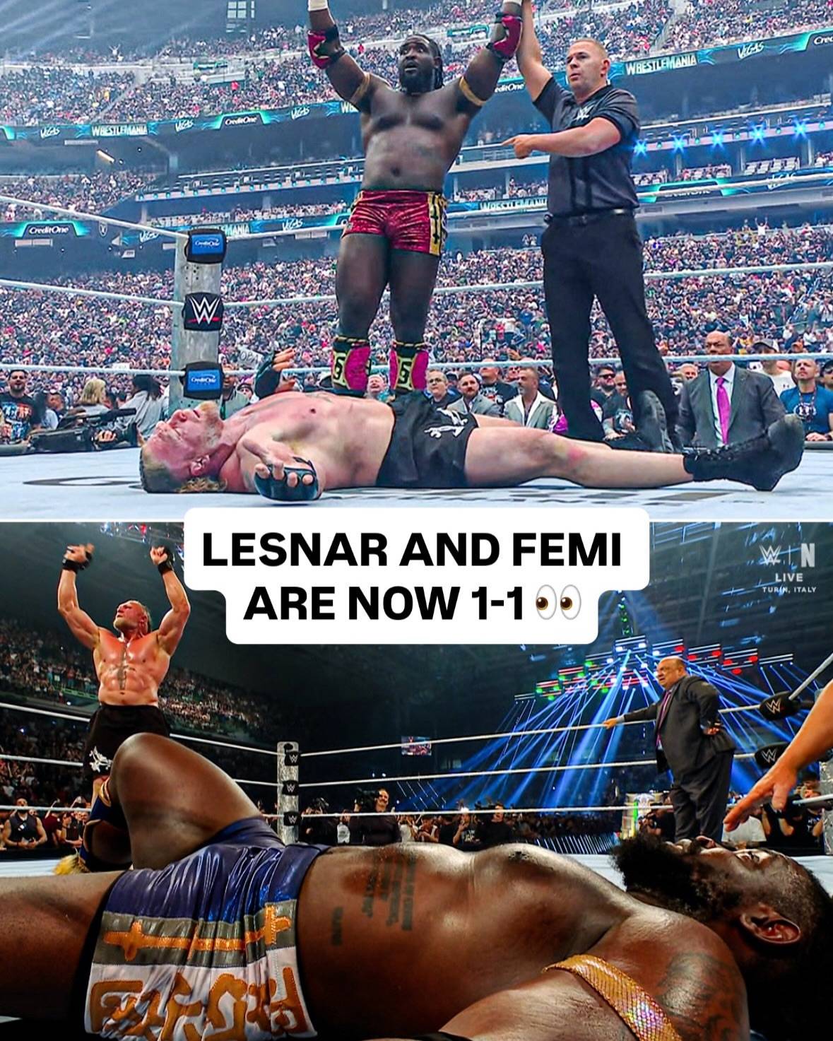 Brock Lesnar evened the score against Oba Femi at WWE's Clash in Italy π₯
Are you a fan of wrestli...