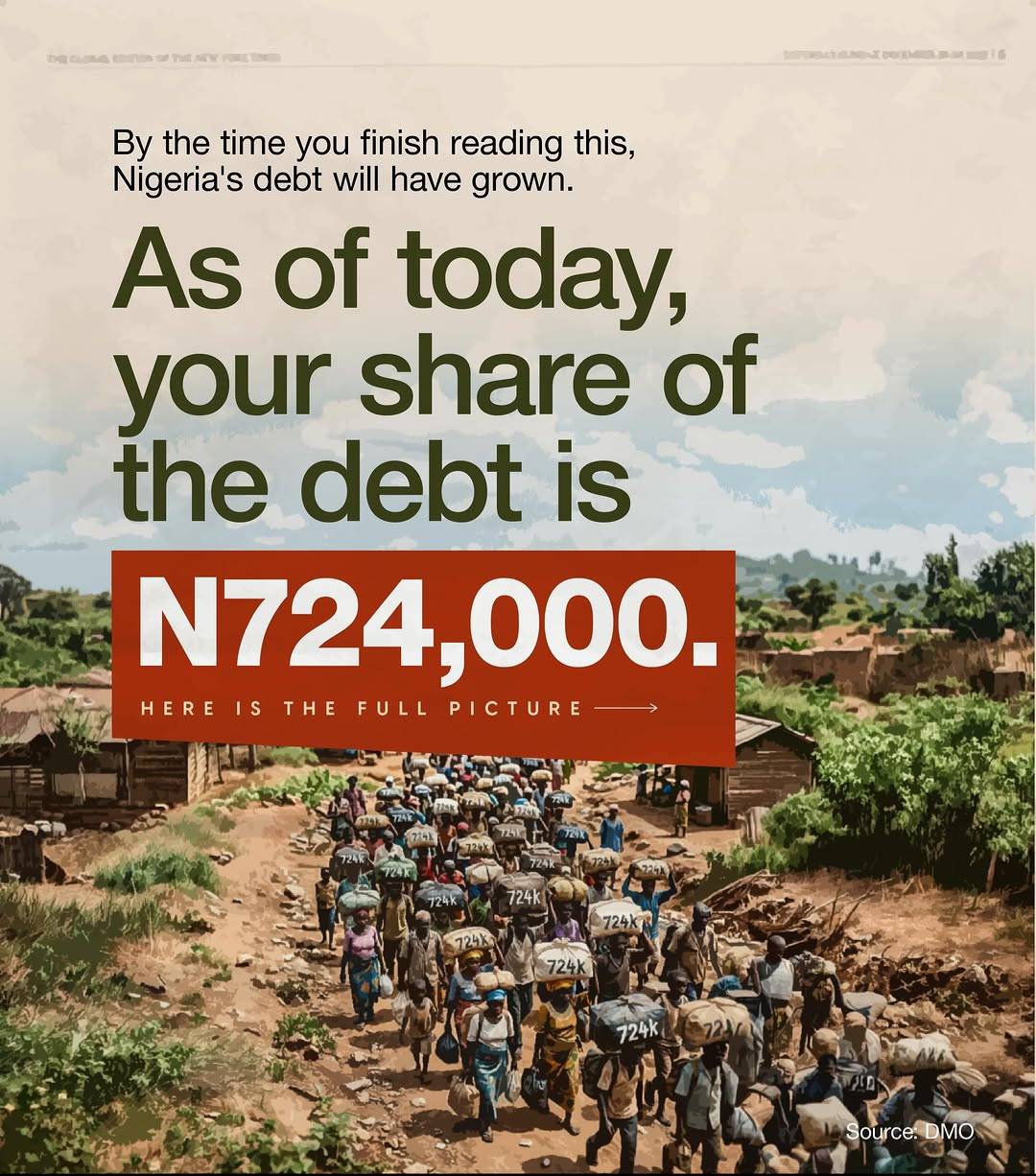 Every Nigerian is being told their share of the national debt is now β¦724,000. Whether you agree wit...