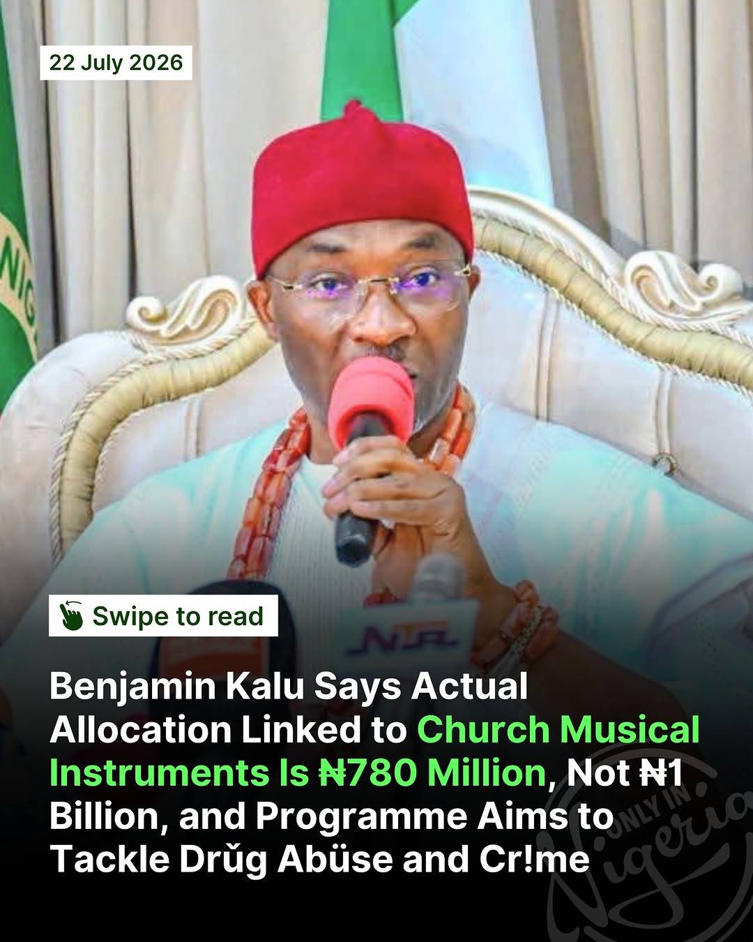 Benjamin Kalu Says Actual Allocation Linked to Church Musical Instruments Is โฆ780 Million, Not โฆ1 Bi...