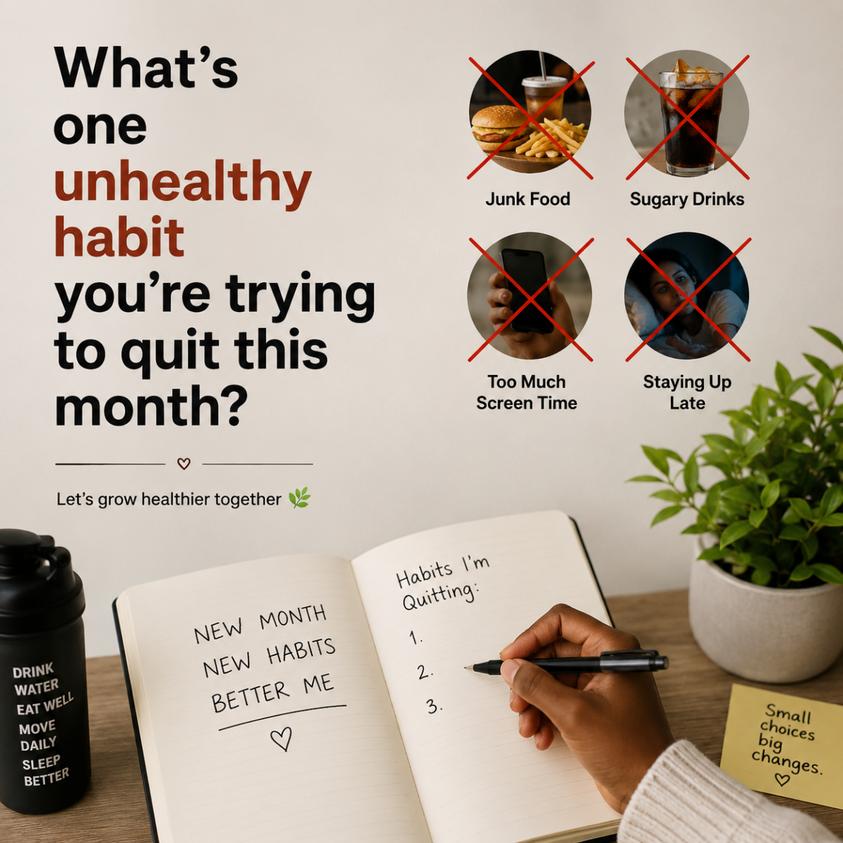 Healthy living starts with honest conversations. Whats that one healthy habit you are trying to quit...