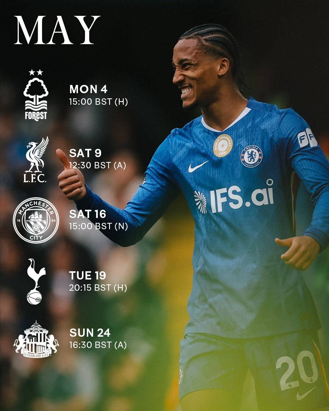 May 2026, let's go! ๐
#CFC | #Chelsea
๐ฒ @CFC_ChelseaFC