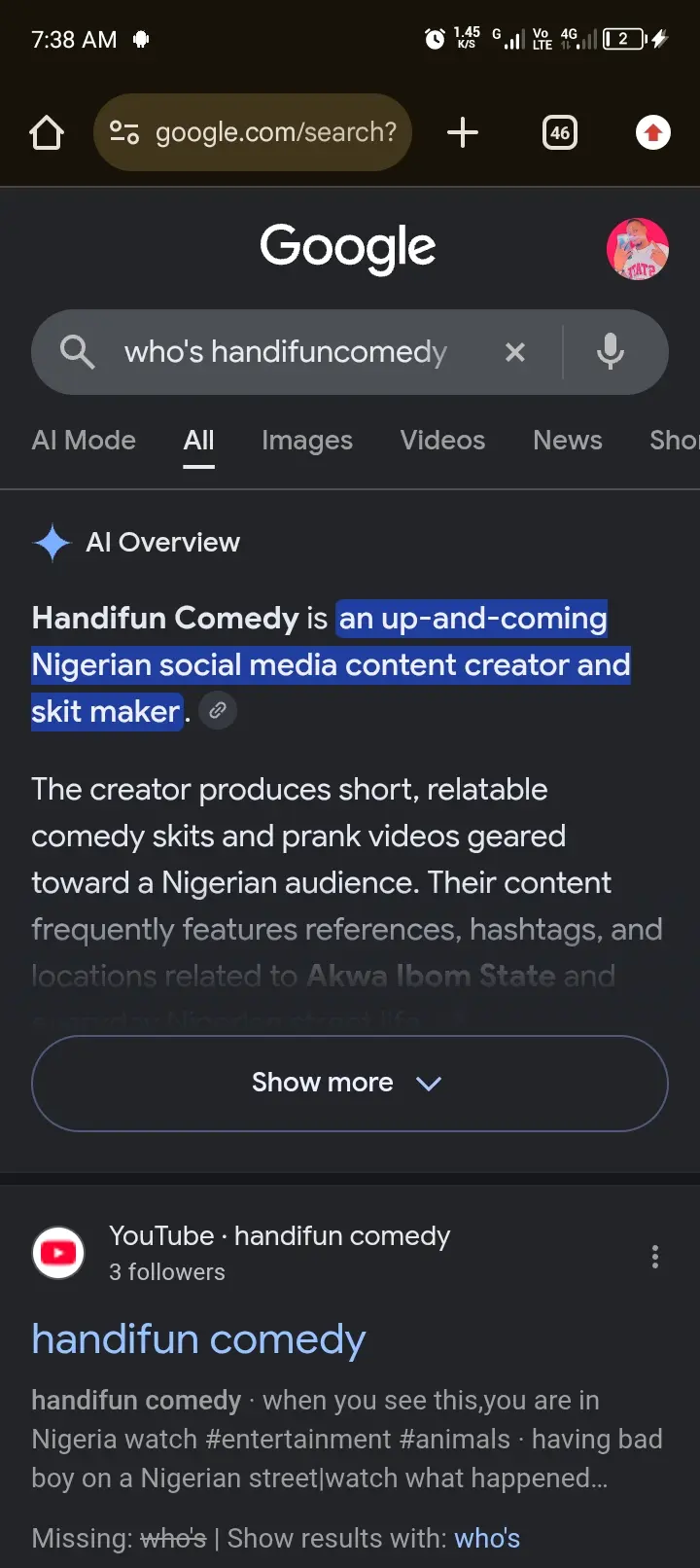 Na only you no recognize me. Ooooo, even @Google recognize me, let's grow @lekeelekee together too ....
