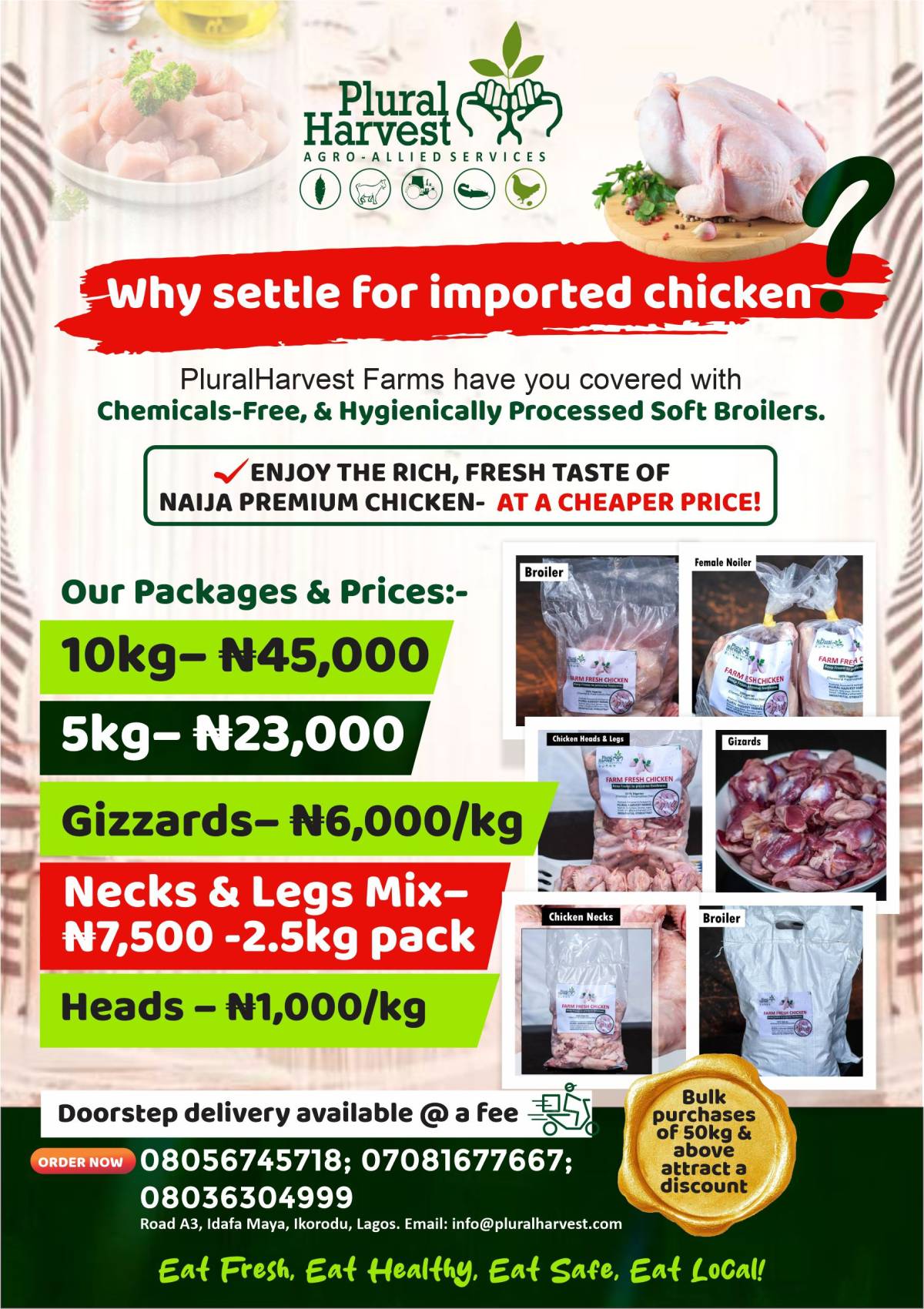 Plural Harvest Farms is your sure plug for FRESH Taste of Naija Premium Chicken. Est Fresh, Eat heal...