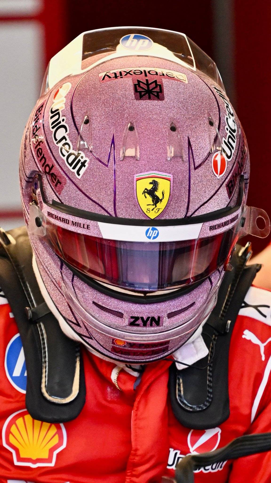 Lewis Hamilton wears a specially designed helmet for this weekends Monaco Grand Prix