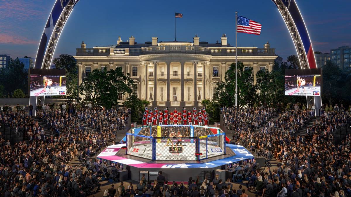 Complete stage and set up for UFC freedom 250. Remarkably impressive what they have managed to achie...