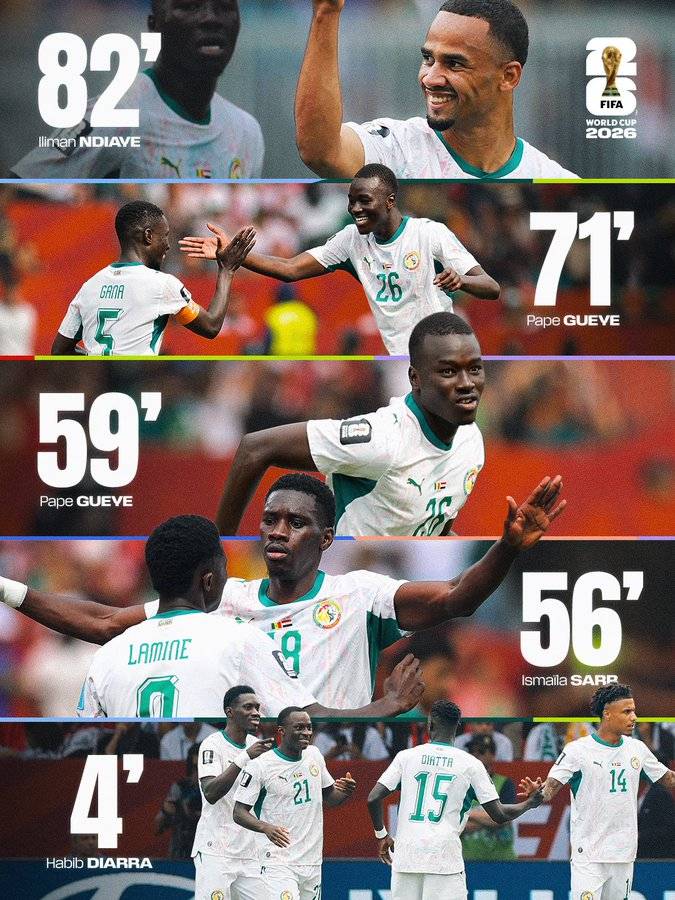 Senegal became the first African side to score five goals in a #FIFAWorldCup game πΈπ³
#LekeeLekeeLiv...