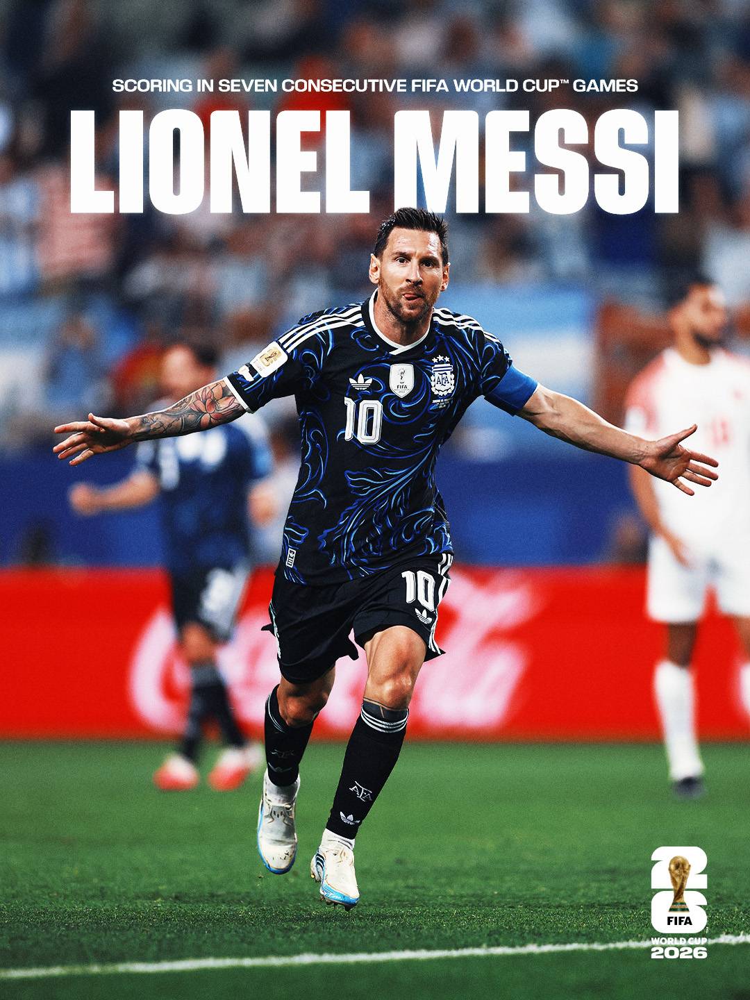 Lionel Messi becomes the first player to score in seven consecutive #FIFAWorldCup games ๐
#LekeeLe...