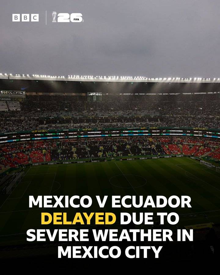 ⛈️ There has been a delay to kick off for the last 32 tie between Mexico and Ecuador due to severe w...