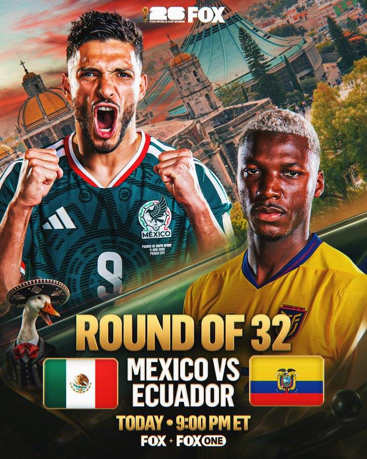AN ELITE ROUND OF 32 MATCHUP IN MEXICO CITY π₯
Mexico Vs Ecuador π²π½πͺπ¨
After an hour's delay due to...