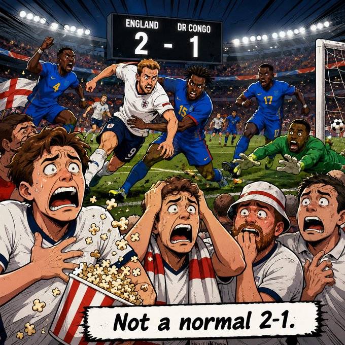 🍿 England 2-1 DR Congo was not a normal World Cup knockout game.
It was supposed to be “big team h...