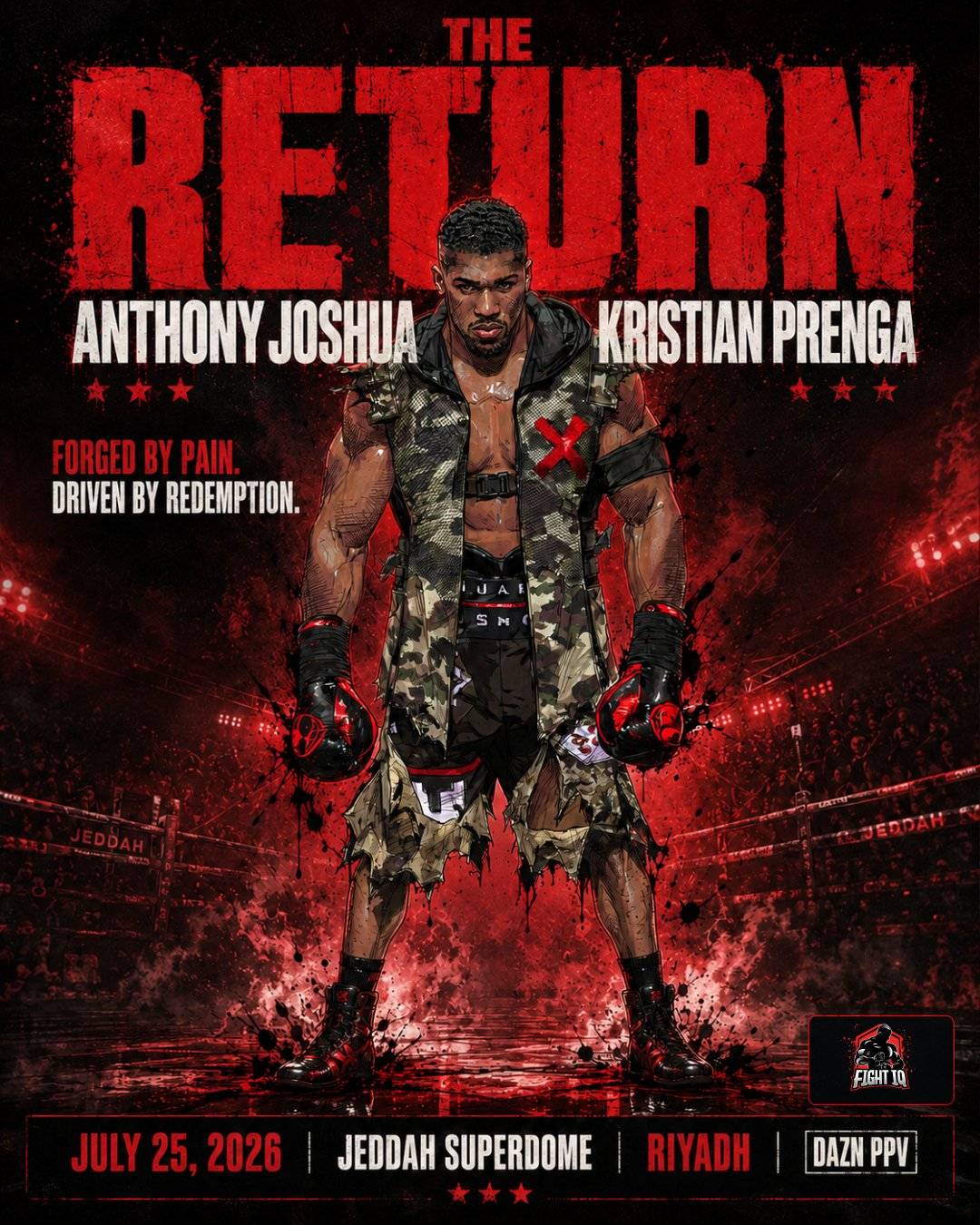 Anthony Joshua's first fight back since the tragic accident that killed two of his close friends.
T...