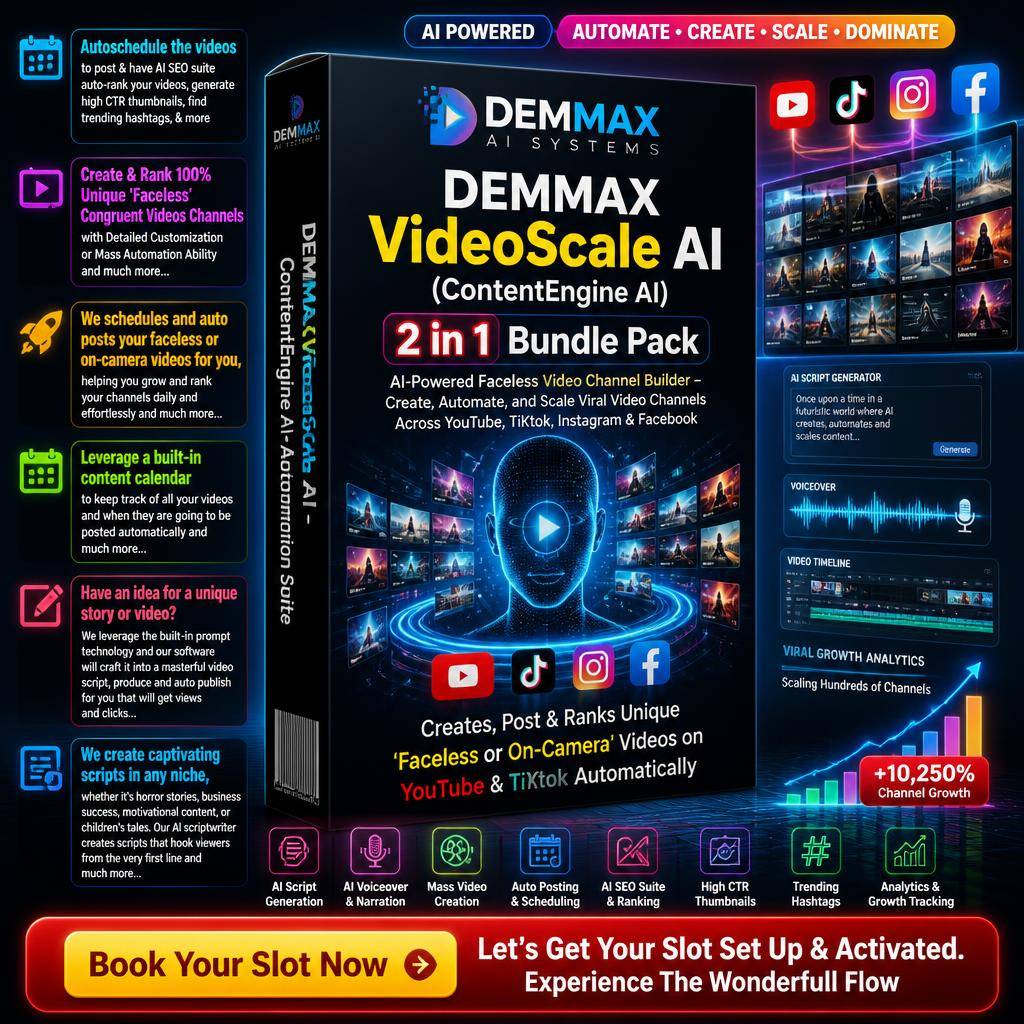 Turn your content into CASH on auto-pilot with DEMMAX VideoScale AI (Content Engine)💰 while you foc...
