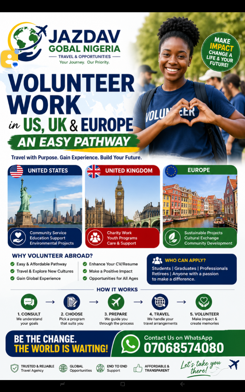 One of the easiest pathways to US UK and Europe is volunteer