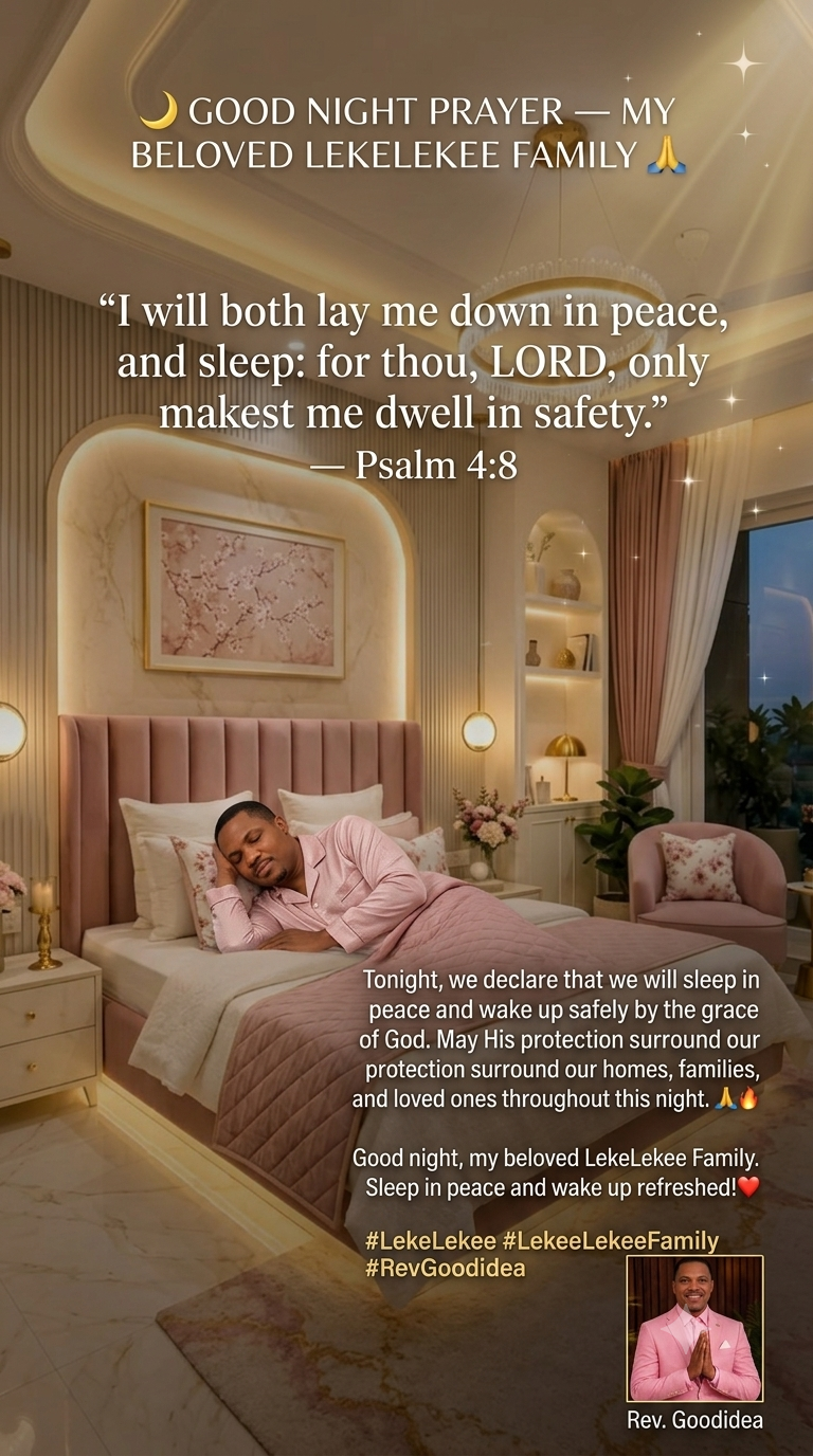 ๐ GOOD NIGHT PRAYER โ MY BELOVED LEKELEKEE FAMILY ๐
โI will both lay me down in peace, and sleep:...
