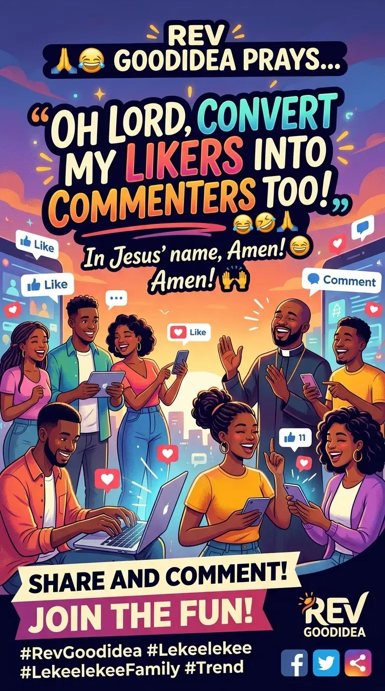 ππ REV GOODIDEA PRAYSβ¦
OH LORD, CONVERT MY LIKERS INTO COMMENTERS TOO! ππ€£π
In Jesusβ name, Am...
