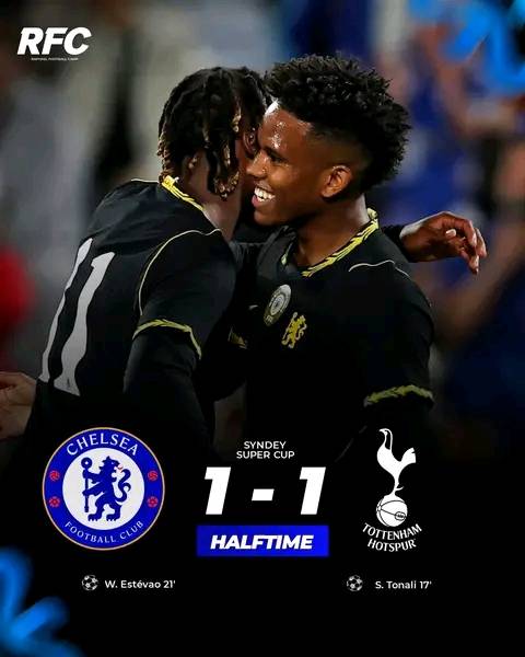 π¨π£ HALFTIME: Chelsea 1-1 Tottenham Hotspur
It's level at the break. Goal from Willian Estevao bri...