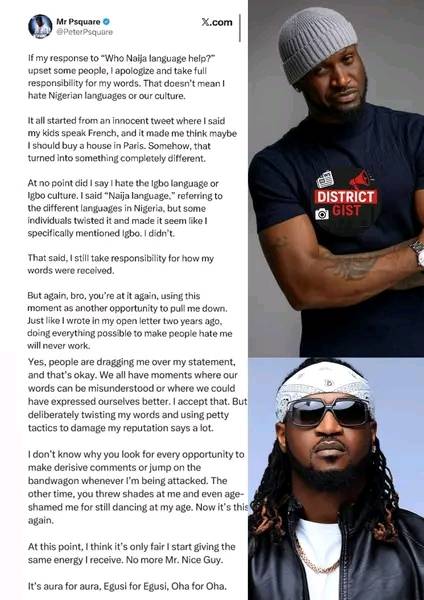 🚨 JUST IN‼️ Mr P Responds to Backlash and Addresses Rudeboy Remarks.
Former P-Square member Peter...