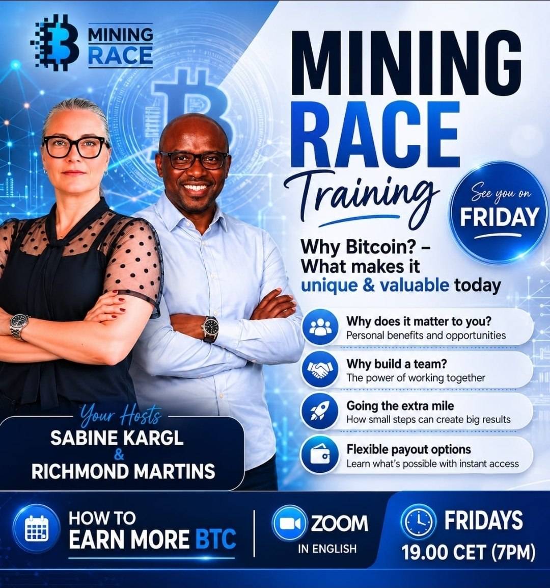 ⏰How to earn more BTC
Fridays 19.00 CET (7pm)
Zoom in English
Zoom link ⏰ Mining Race/ICONX...