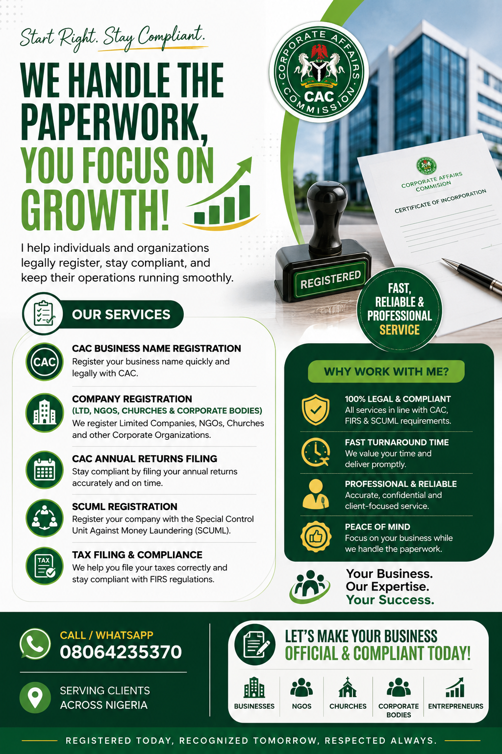 π START & GROW YOUR BUSINESS THE RIGHT WAY!
Are you looking to register your business or stay comp...