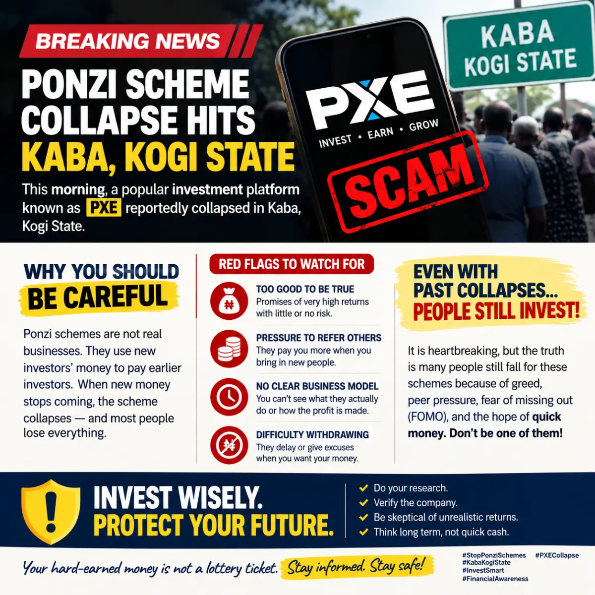 ANOTHER PONZI SCHEME COLLAPSED
The reported crisis surrounding PXES in Kabba, Kogi State, is anothe...