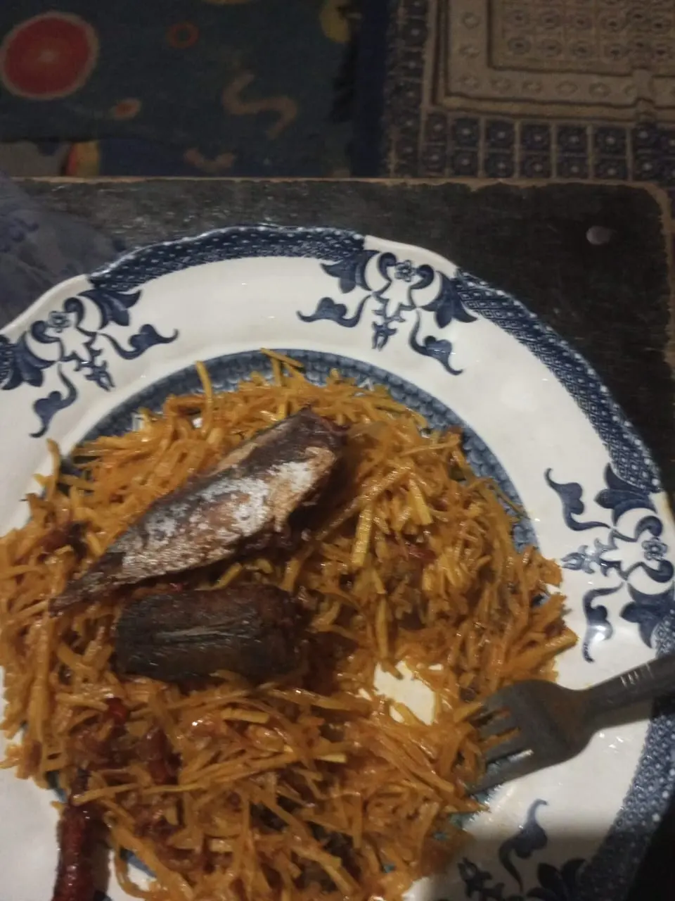 Local delicacy for lunch... yummy abacha and fried fish ๐