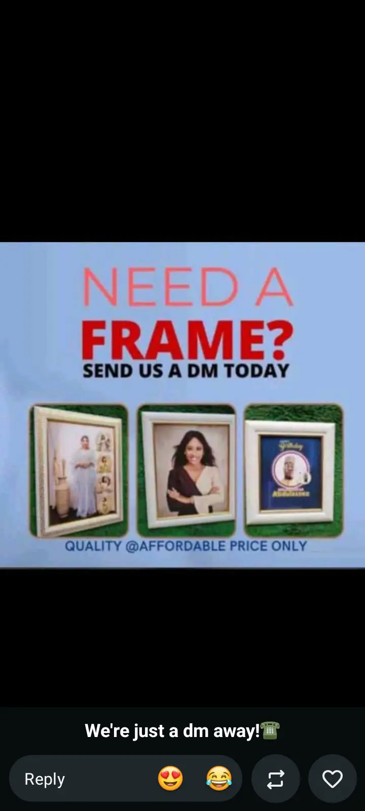 We are active for your photo Enlargement of all kinds and sizes just a DM on WhatsApp 08124017565