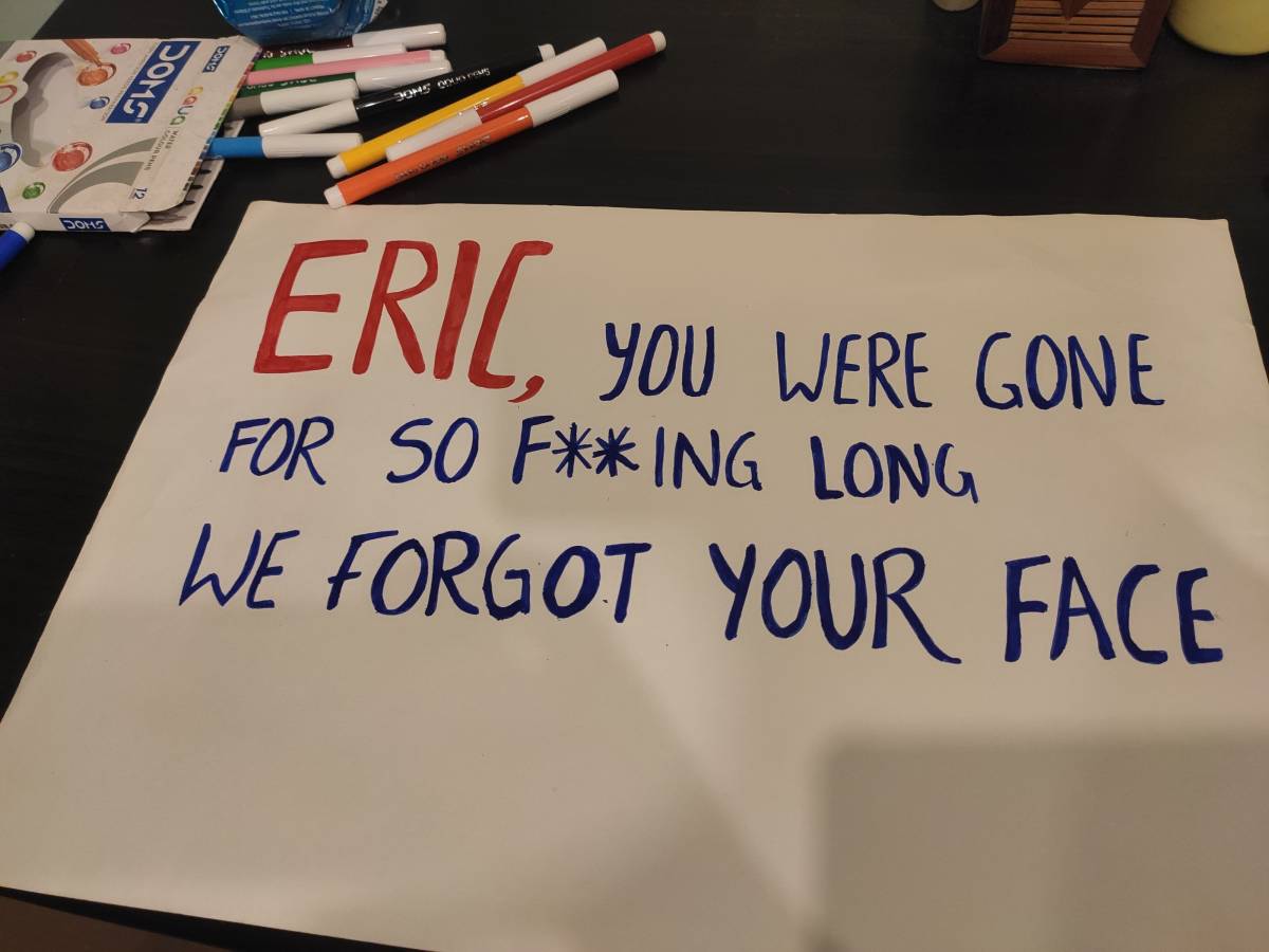 We went to pick up a friend from the airport with these signs ๐๐คฆ
Took me forever to make these.