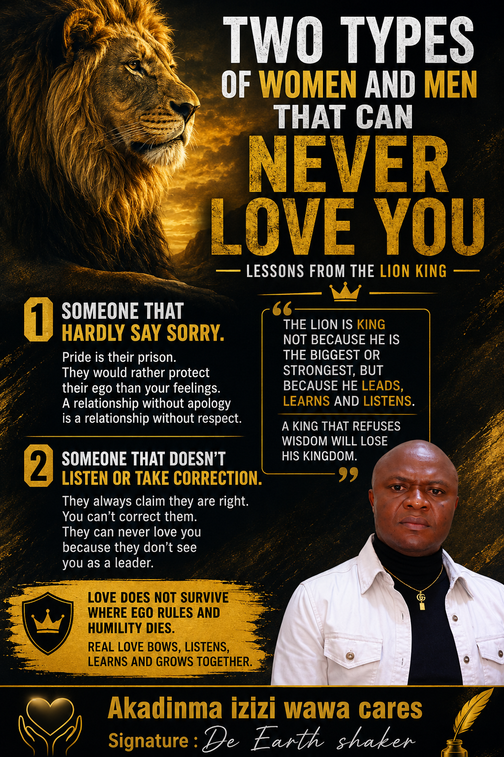 The Lion's Lesson: Two People Who Will Struggle to Build Lasting Love
Love is not just about saying...