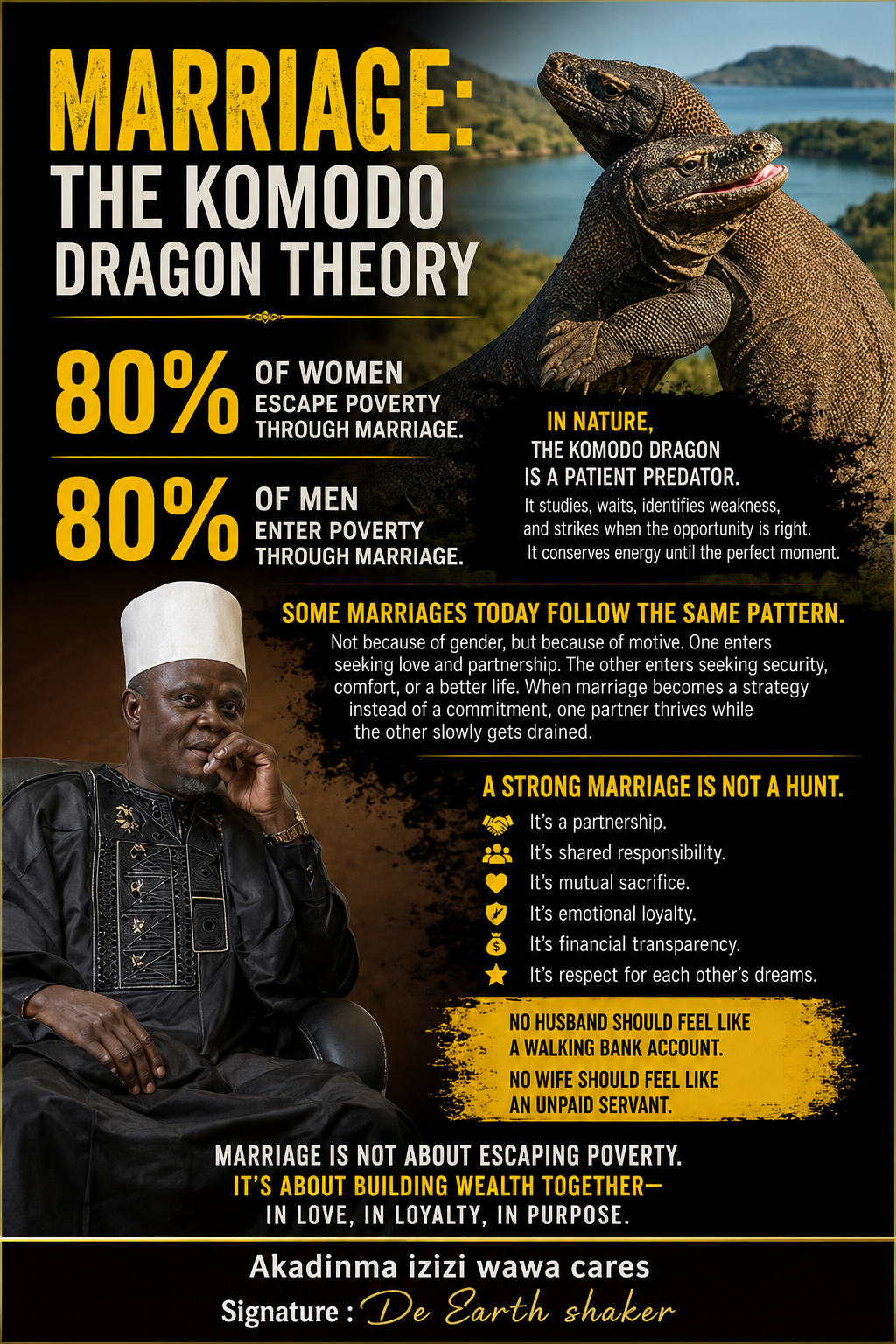 Marriage: The Komodo Dragon Theory — Who Really Benefits?
A popular saying making the rounds online...
