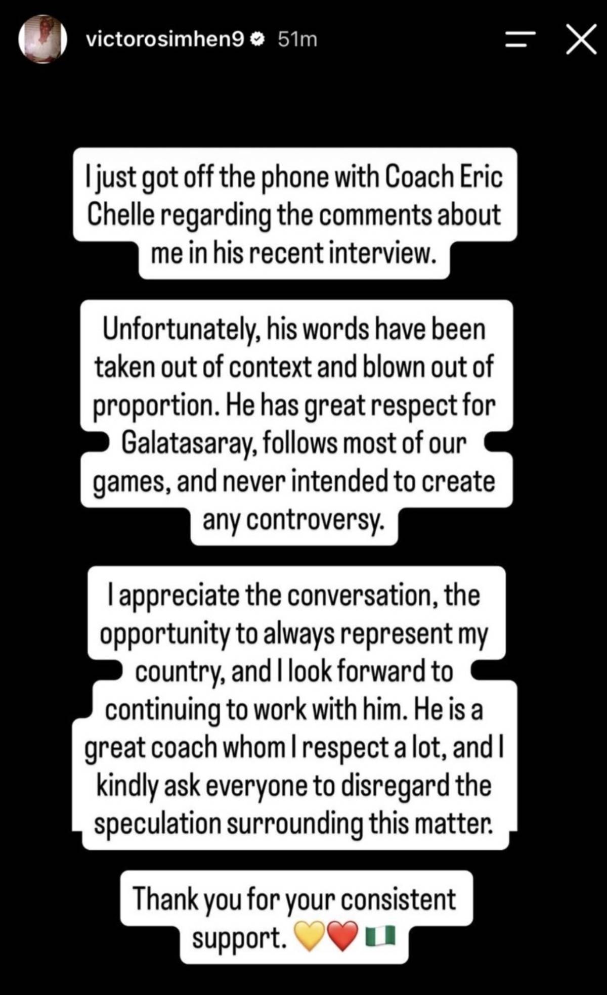 Victor Osimhen speaks 
On Eric Chelle comments