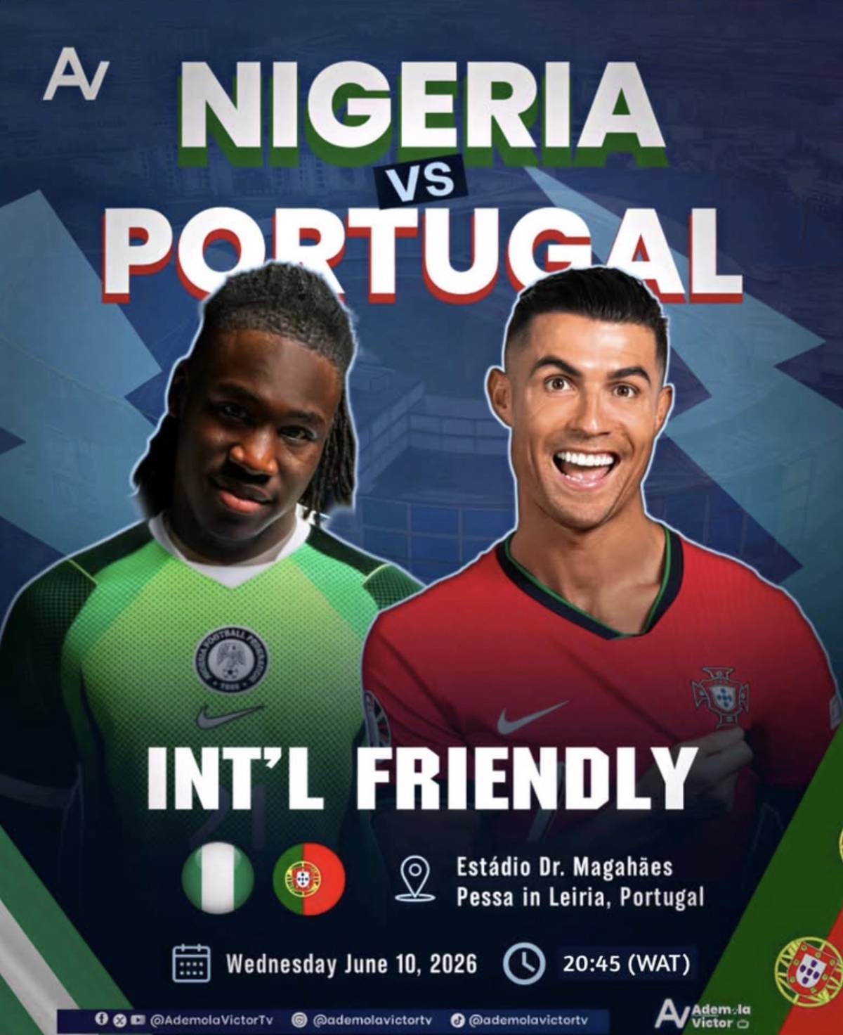 Next Match: Nigeria Super Eagles vs Portugal
📆 Wednesday, June 10, 2026
⏰ 8:45pm (WAT)
🏟️ Estádio...