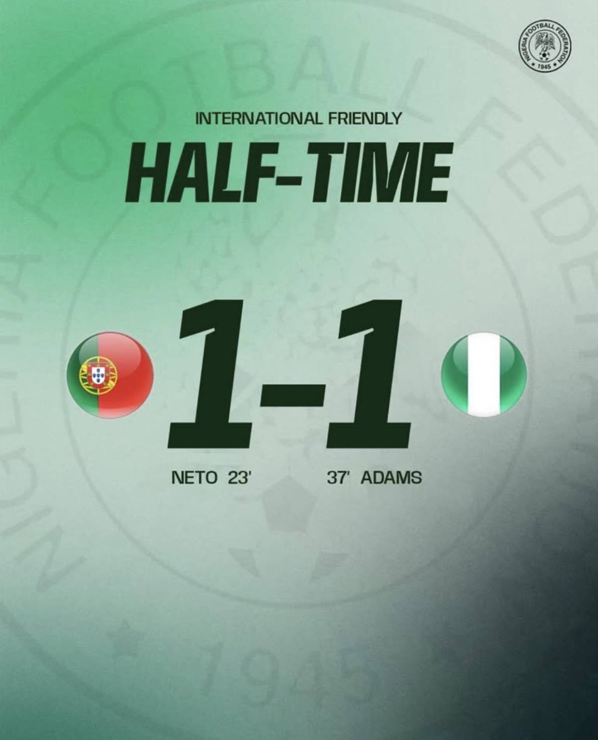 It’s 1-1 @ halftime. What do you think about Super Eagles 🦅 so far?