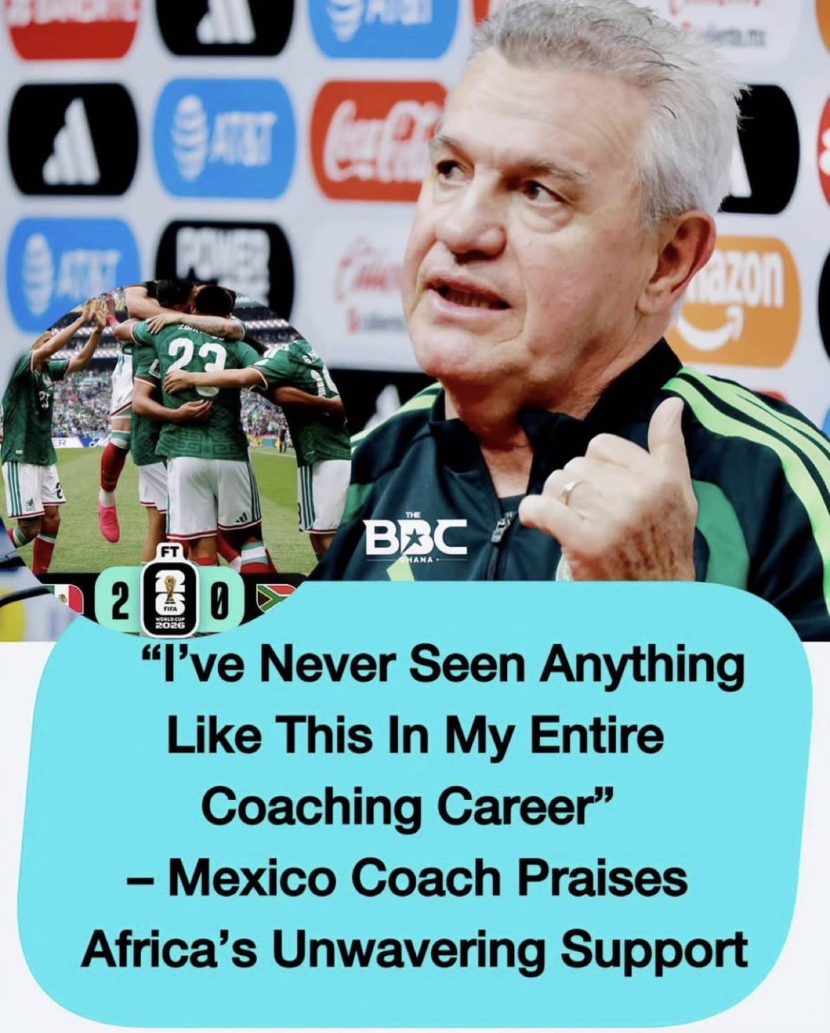 Mexico coach Javier Aguirre said to have thanked Africans for the support during their match against...