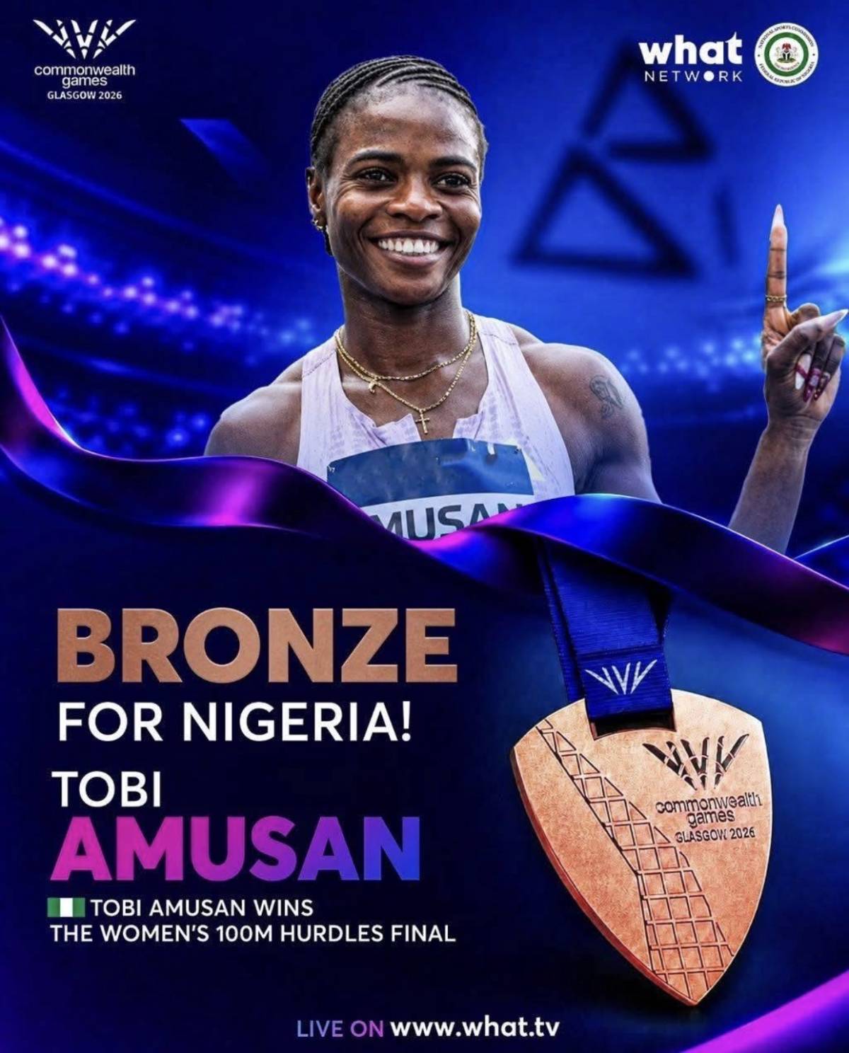 🥉 TOBI AMUSAN ADDS ANOTHER COMMONWEALTH GAMES MEDAL TO HER COLLECTION! 🇳🇬🔥
Nigeria’s sprint hurdl...