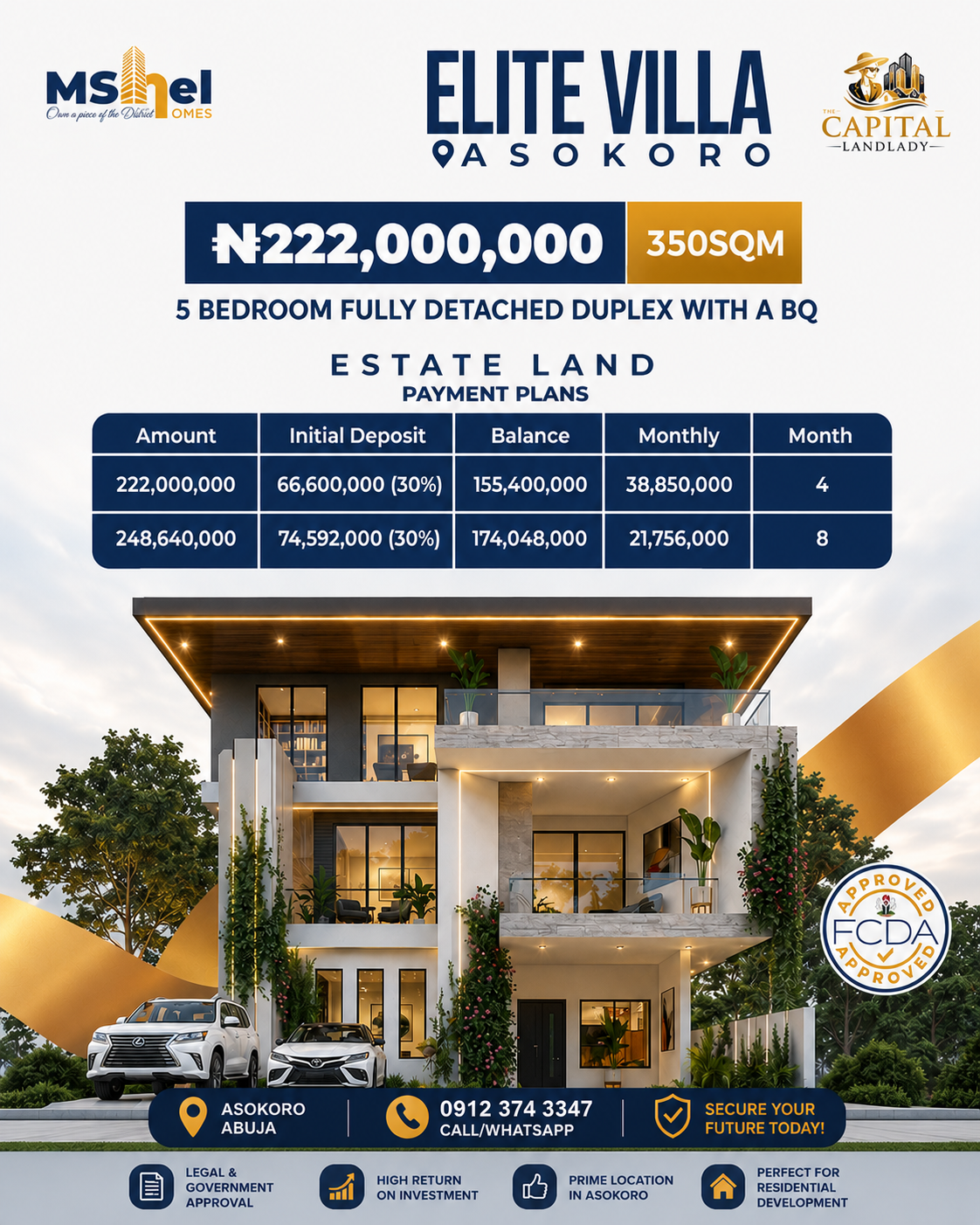 ๐ก MSHEL ELITE VILLAS, ASOKORO
๐ Plots: 250sqm, 350sqm, 500sqm & 750sqm
๐ข 2 & 3 Bedroom Apartment...