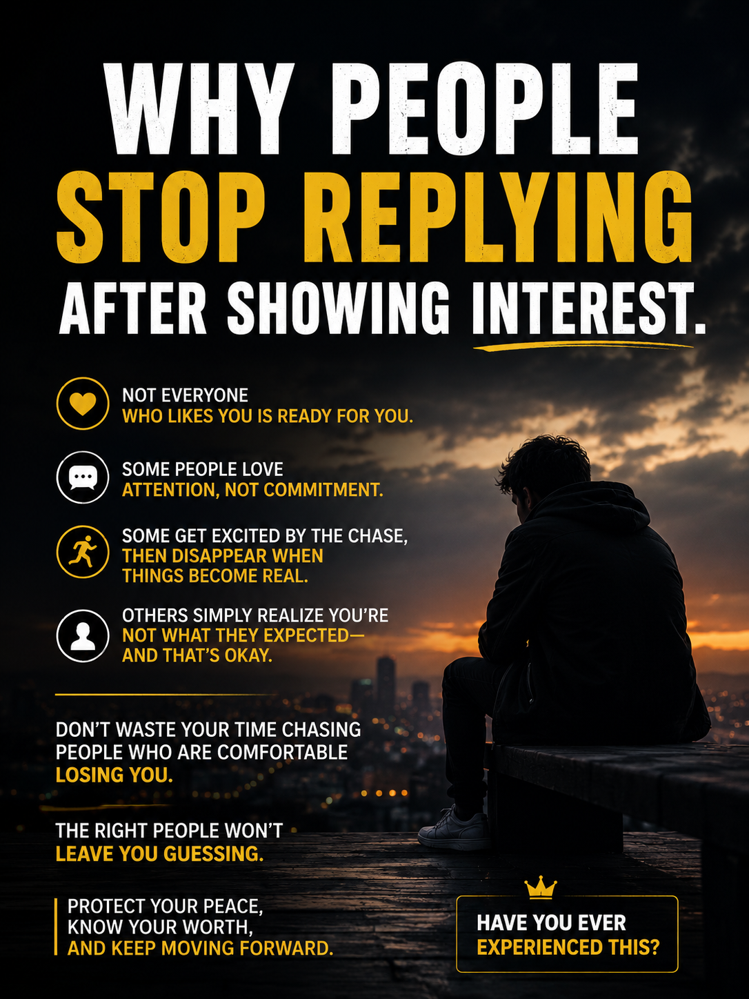 Why people stop replying after showing interest.
Not everyone who likes you is ready for you.
Some...