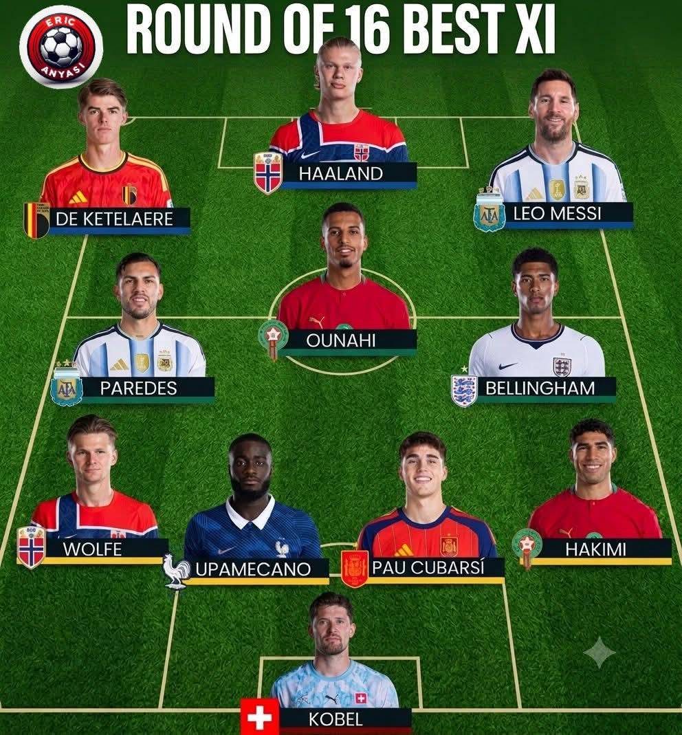 🚨⚽ ROUND OF 16 BEST XI
DO YOU AGREE OR YOU HAVE A BETTER PLAYER TO REPLACE ANY:
My round of 16 bes...